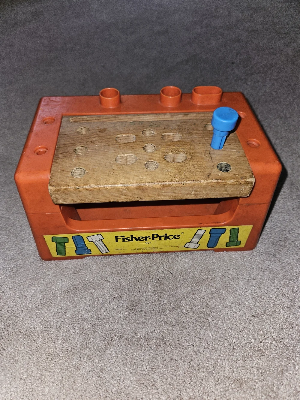 Vintage Fisher-Price Orange and Blue Pound-A-Peg Kids Toy